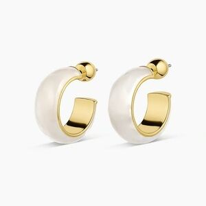 Gorjana New 18k Gold Plated Paseo White‎ Malachite Marble Small Hoop Earrings